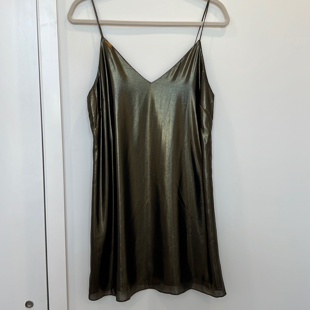Aritzia Wilfred Vivienne Dress in Metallic Gold